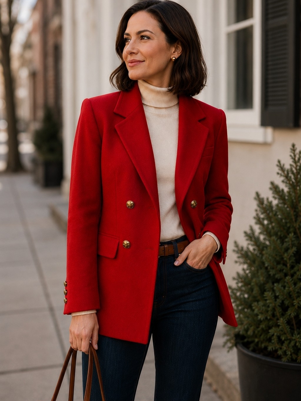 Vintage Pendleton Red 100% Virgin Wool Double Breasted Blazer Women's 6 USA